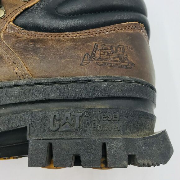 Caterpillar Work Boots Brown Leather Shoes Workwear Outdoor Hiking Mens 10